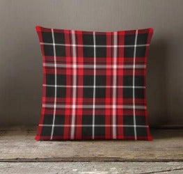 Red-Black-White Plaid Pillow Cover